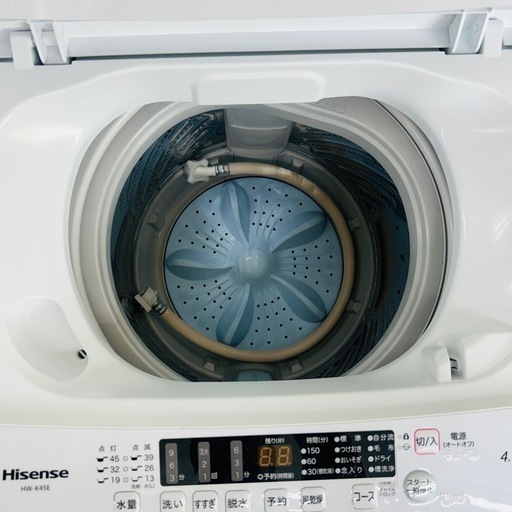 美品】縦型全自動洗濯機 洗濯4.5kg 上開き ハイセンス HW-K45E 23年製 