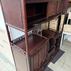 唐木家具 茶箪笥 飾り棚 中国骨董 唐草透彫り ビンテージ