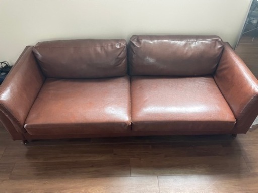 ○販売終了○3人掛けソファー レザー オットマン付 中古