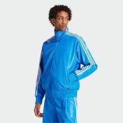 adidas フェイクレザー トラックジャケット ブルー スリー...