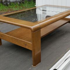 カリモクローテーブルリビングテーブルガラス天板木製良品