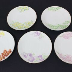 たち吉 華すがた 茶菓揃 湯呑み 平皿 5客セット 花柄 湯呑 銘々皿 橘吉 金彩 5客組 桜 紅葉 藤 ゆのみの画像