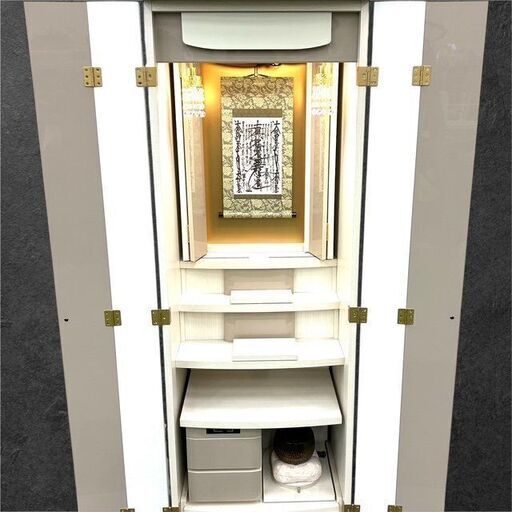 金剛堂 仏壇 木製 仏具一式 木目調 モンブラン 木目調 高さ150cm 創価学会　B901091 614091 ホワイト スリム
