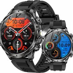 2025 革新 アウトドアスポーツスマートウォッチ通話機能付き，1.9インチ大画面金属腕時計,軍用規格,耐衝撃,高強化ガラス,LED懐中電灯、5ATM防水，機械ボタン回転，女性機能，目覚まし時計，ストップウォッチ，歩数計，電卓，smart watch,APP,着信通知表示,iphone&アンドロイド対応,贈り物,日本語対応,日本語説明書付き (黒) 卸ます　転売OK　倒産品　まとめ売り　ネット商材　アマゾン引き上げ商品　メルカリ　副業の画像