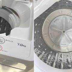 A25★ヤマダセレクト★7kg洗濯機 YWM-T70H1 2021年 ホワイト W56.5cm シンプル かんたん操作 1~2人用 まとめ洗いの画像