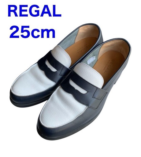 REGAL ローファー ネイビー ホワイト 25cm リーガル REGAL ローファー ネイビー ホワイト 25cm メンズ