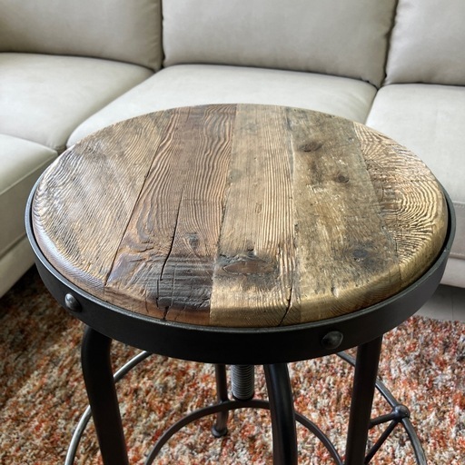 中古美品 インダストリアル アイアンチェア スツール 2個ペア 高さ調整