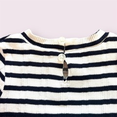 プティマイン❤七分袖ボーダーワンピース　ボーダー×デニムスカート　子供服の画像