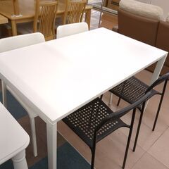 ダイニングセット　IKEA　5点セット　ホワイトxブラック　傷有...