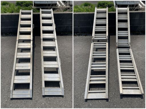 2本セット！昭和ブリッジ？ 折りたたみ アルミブリッジ NSBW 折り畳み アルミラダー アルミスロープ バイクラダー ラダーレール 全長2400mm 有効幅300mm 軽量 農機具積載 車載工具 ③