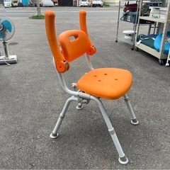 パナソニック シャワーベンチ シャワーチェア バスチェア 椅子 ワンタッチ 折りたたみ 高さ調整 背付き 介護 お風呂 PN-L41821 オレンジ 中古品 ③の画像