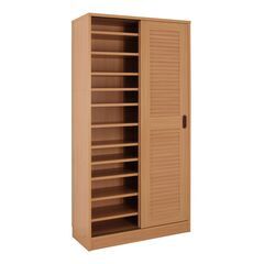 限定1点【新品】ルーバー引き戸シューズラック ハイタイプ 幅90cm ナチュラル 収納 玄関の画像