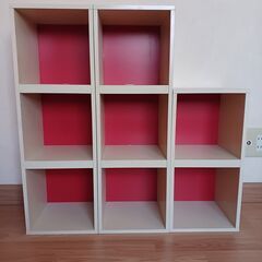 白のキューブボックス3連×２個、2連×1個