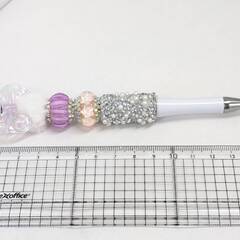 【ハンドメイド】ゆめかわ♡ キラキラ デコレーション ボールペン - リボン＆ビーズの画像