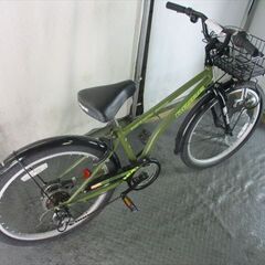 E255　★14800円★整備済み 中古子供自転車 アサヒ　ドライド　グリーン　６段変速【24インチ 】の画像