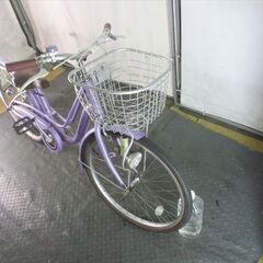 E261　★8500円★整備済み 中古子供自転車 パープル【22インチ 】 の画像