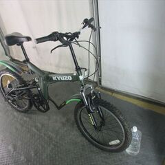 E267　★　9500円★　折りたたみ中古自転車　グリーン　6段変速　前後サス付き【20インチ 】の画像