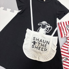 〈97〉ベビー服　ひつじのショーン　半袖Tシャツ＆ワンピース2点セット　100の画像