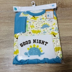 【新品】恐竜 きょうりゅう ベビー パジャマ 裏起毛 長袖 80の画像