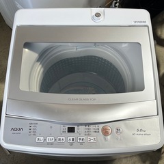 新品定価４９，２８０円　２０２４年製　ＡＱＵＡ　全自動洗濯機　５．０ｋｇ　ホワイト　クリアガラストップ　３Ｄアクティブ洗浄　ほぐし仕上げ　アクア　ＡＱＷ－Ｓ５Ｐの画像