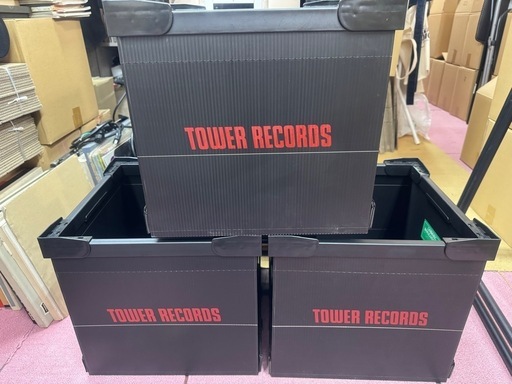 タワレコ、レコード収納、折りたたみコンテナ3個まとめてセット