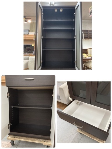 S269 ⭐ NITORI ニトリ 食器棚 スリムタイプ CAPAIN コパン 幅60cm USED