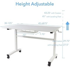 94a アトランティック(Atlantic) スタンディングデスク ホワイト 一体型 デスクトップ キャスターホイール  PN33908131 y042504aの画像
