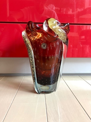 茶金色IWATA GLASS 岩田硝子花瓶昭和レトロ (ジモニャン) 横須賀
