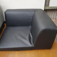 未使用 コーナーソファ 1人用ソファ ブラック 合皮レザー   ...