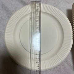 使い捨て紙コップと皿の画像
