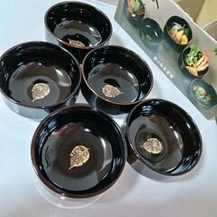 未使用　くろてんもく　漆黒の深小鉢５客セット　直径11.5㎝　高さ6㎝の画像