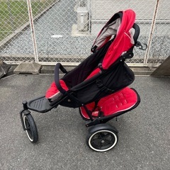4HG2 phil&teds フィル アンド テッズ 二人乗りベビーカー 三輪 中古 2人乗り 双子 レッド ブラック の画像