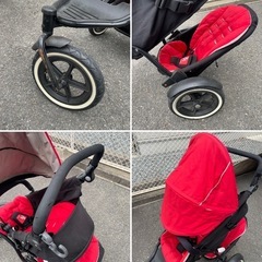 4HG2 phil&teds フィル アンド テッズ 二人乗りベビーカー 三輪 中古 2人乗り 双子 レッド ブラック の画像