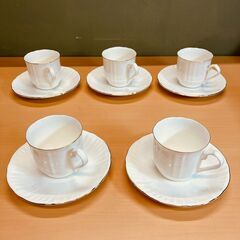 Kaito カップ＆ソーサー 5Pセット（金彩・ホワイト）