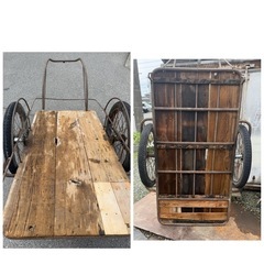 リアカー　リヤカー　運搬　荷車　台車　当時物　レトロ　ビンテージ　アンティーク　人力　手押し　農作業　園芸 2輪の画像