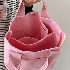 トートバッグ　仕切りバッグ　ピンクの画像