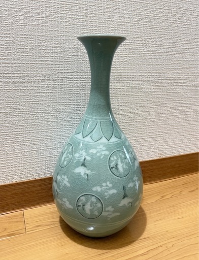 高麗青磁 五鶴窯 花入 フラワーベース 置物壺 (yuu) 戸田の