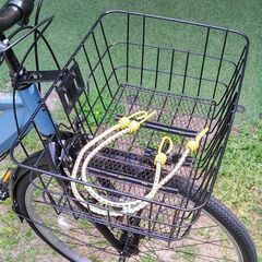※　取引終了　　※ 　　　　　　　 　　　　　　　　　　　　　　　27インチ　スポーツタイプ　自転車　大カゴ マットブルー　ママチャリ　通学用　ライト付き　鍵付き　カゴ付き　両立スタンド　キャリア付き　中古品の画像