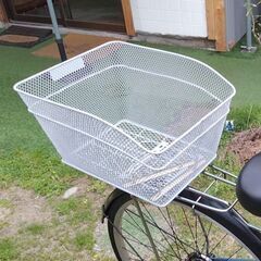 ※　取引終了　　※ 　　　　　　　 　　　　　　　　　　　　　　　27インチ　スポーツタイプ　自転車　大カゴ マットブルー　ママチャリ　通学用　ライト付き　鍵付き　カゴ付き　両立スタンド　キャリア付き　中古品の画像