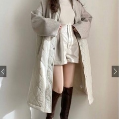 GRL キルティング　フェイクウール　ロングコート
