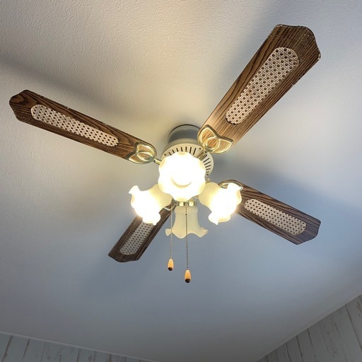 シーリングファン(灯具なし) おしゃれなラタン飾の羽根 リモコン オーデリック WF683P1 シーリングファン 3枚羽 調光 調色可能 LED対応 [1灯] | 公式LOWYA