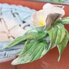 【ハンドメイド】水色花装飾バスケットの画像