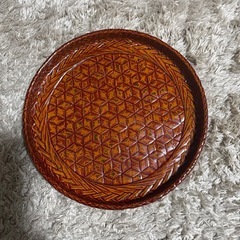 籃胎漆器 丸盆