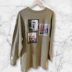 メンズ バンクシー風プリント ロングTシャツ Mサイズ アートデザイン 立体的の画像