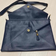 美品　クラッチバック　ショルダーバック　ネイビーの画像