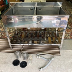 ステンレス 2槽シンク 流し台 幅1200×奥行き600×高さ8...