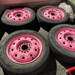 ピンクの鉄ちんホイール（13インチマルチ穴）