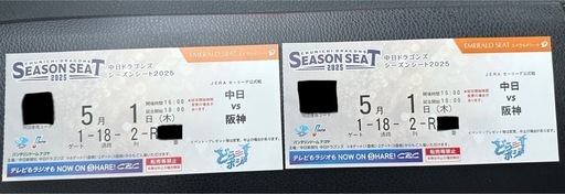 野球観戦チケット　5月1日