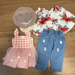 女の子　水着と帽子セット