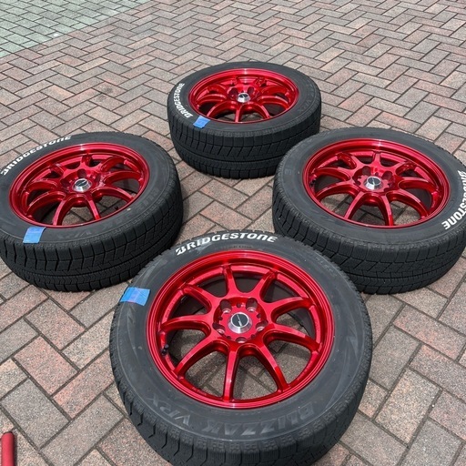 ホイール　work キャンディレッド　ブリヂストン　スタッドレスタイヤ